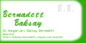 bernadett baksay business card